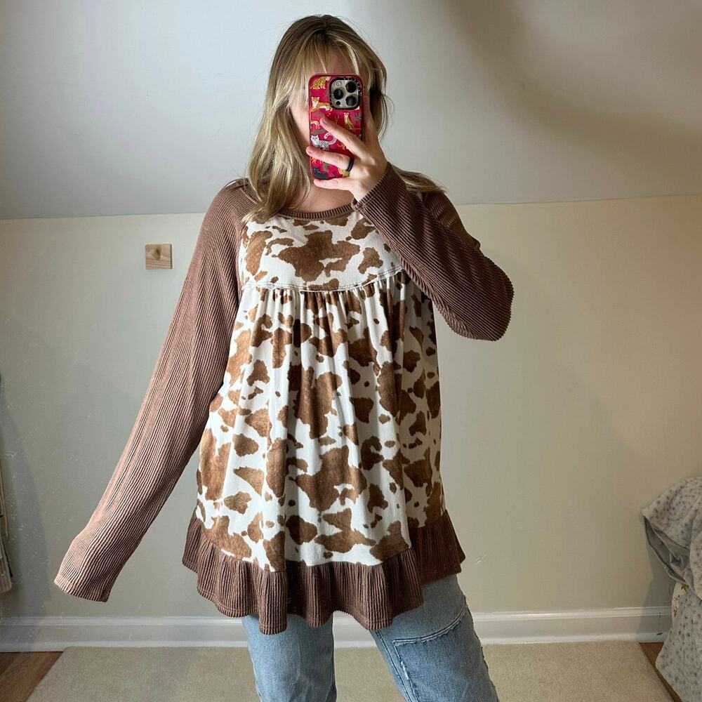 Hailey & co. : Cow Print Corduroy Long Sleeve